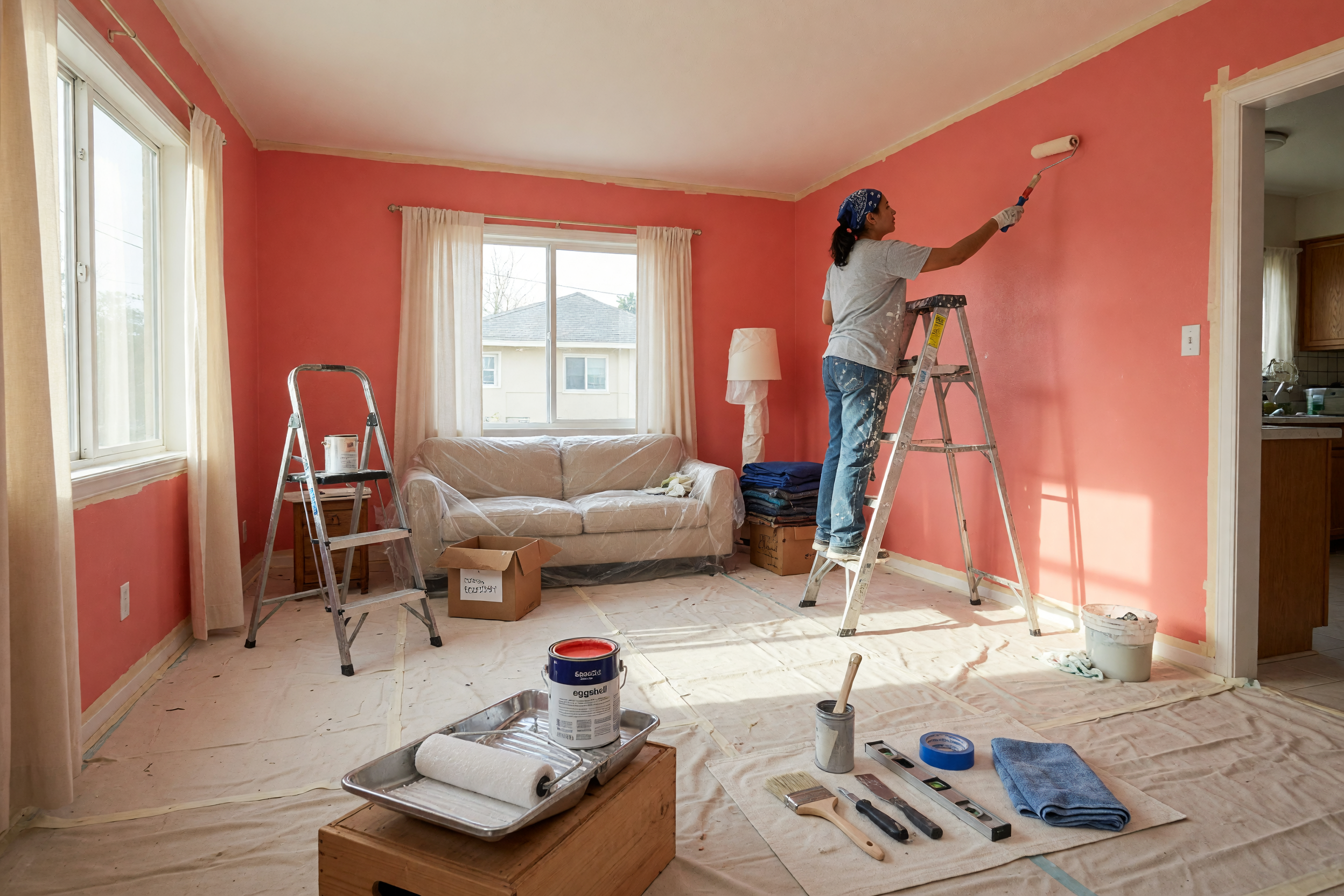 Herramientas y preparación para anunciar un servicio local de pintura residencial